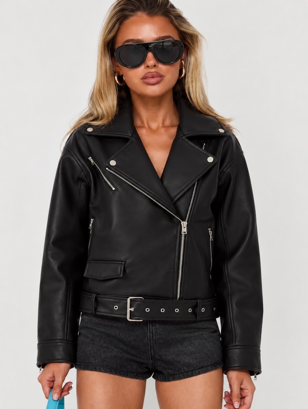 Peppermayo Ethan PU Biker Jacket Black Faux Leather Moto XS/S NWT